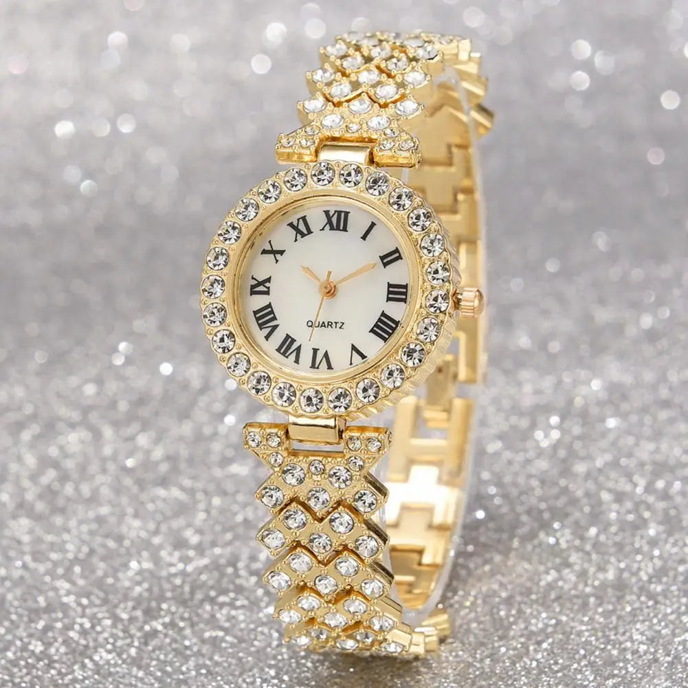 Luxury Watch Jewelry Set Elegant Rhinestone Jewelry Set for Women Watch Necklace Earrings Ring Luxury Gift Set with for Her