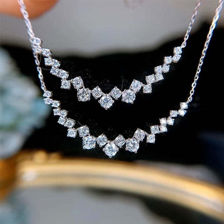 925 Silver Fashion New Arrival 1 Carat Small Diamond Pendant Necklace Female Shiny Crystal Clavicle Chain Jewelry Party Gift