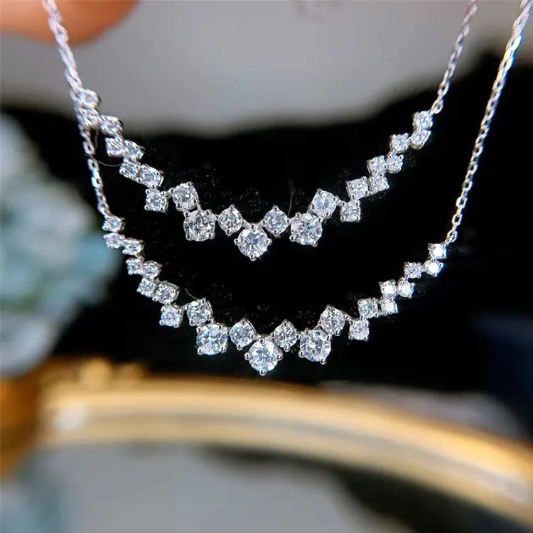 925 Silver Fashion New Arrival 1 Carat Small Diamond Pendant Necklace Female Shiny Crystal Clavicle Chain Jewelry Party Gift