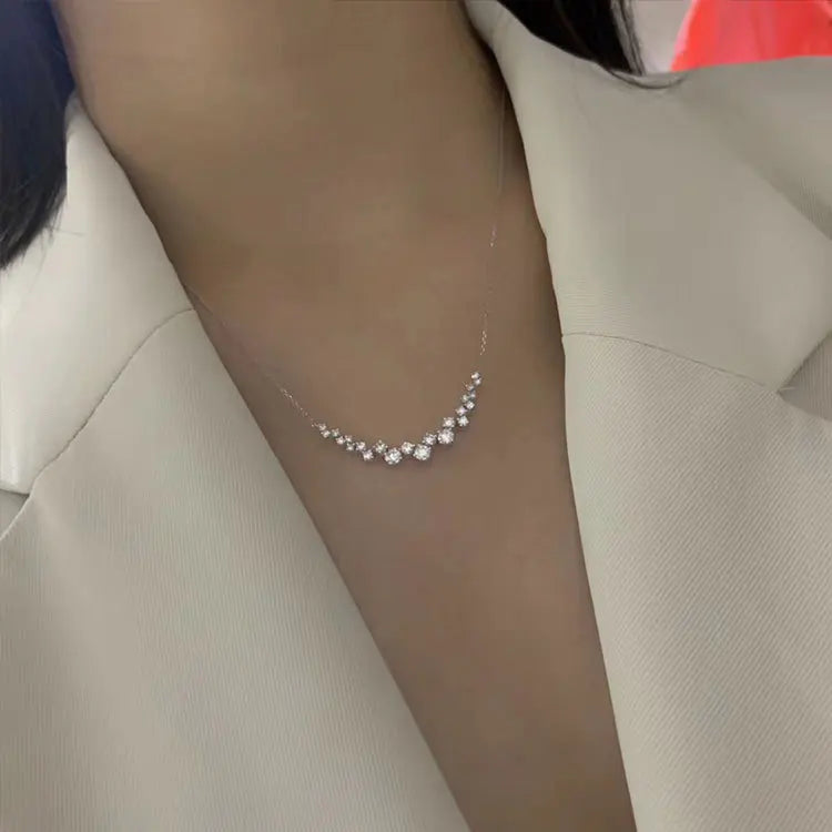 925 Silver Fashion New Arrival 1 Carat Small Diamond Pendant Necklace Female Shiny Crystal Clavicle Chain Jewelry Party Gift