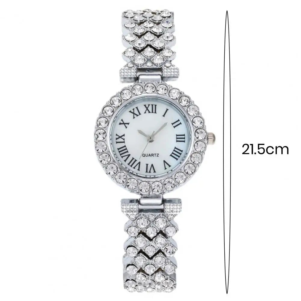Luxury Watch Jewelry Set Elegant Rhinestone Jewelry Set for Women Watch Necklace Earrings Ring Luxury Gift Set with for Her