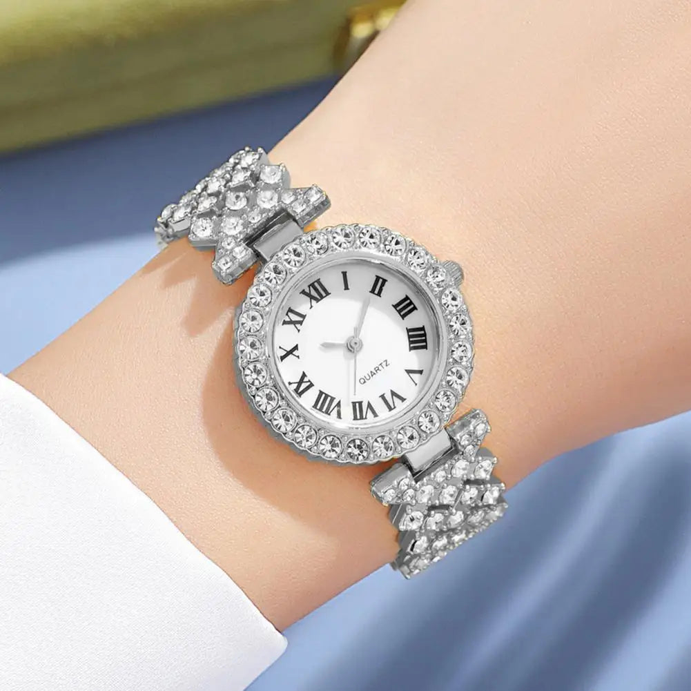 Luxury Watch Jewelry Set Elegant Rhinestone Jewelry Set for Women Watch Necklace Earrings Ring Luxury Gift Set with for Her