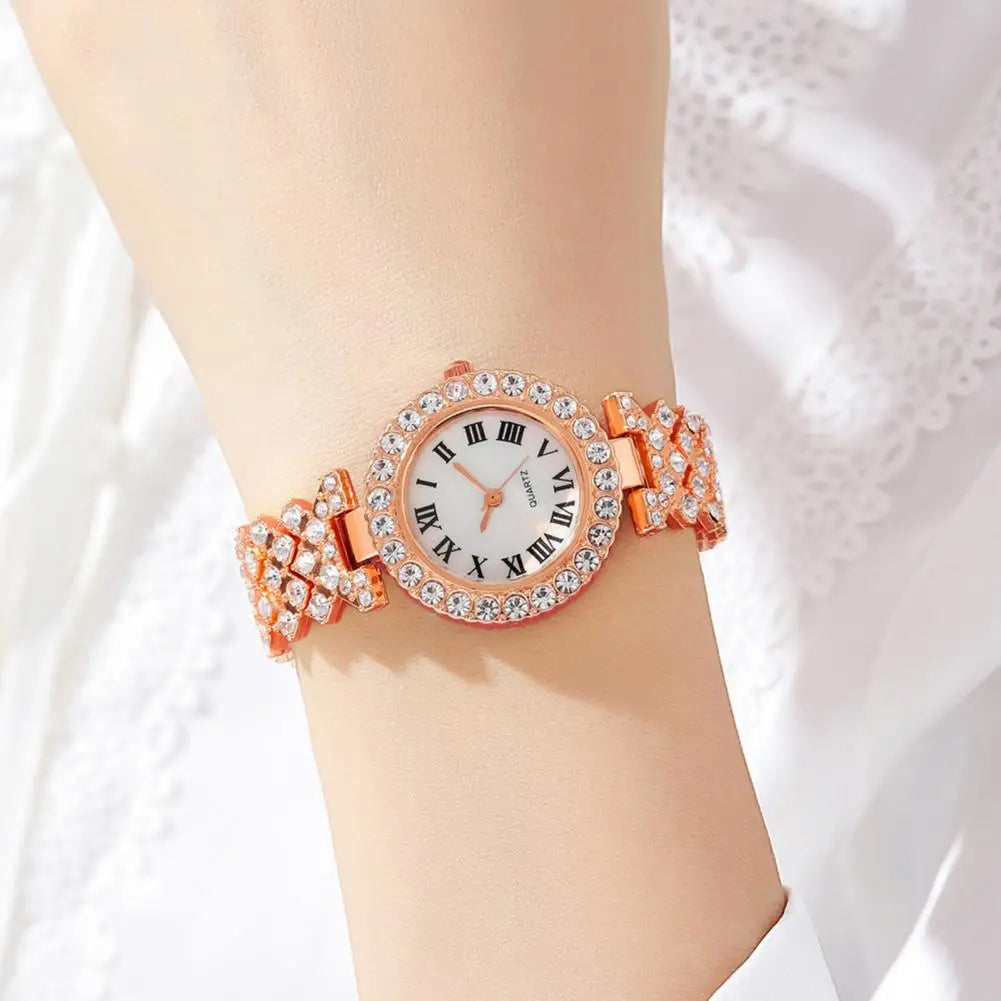 Luxury Watch Jewelry Set Elegant Rhinestone Jewelry Set for Women Watch Necklace Earrings Ring Luxury Gift Set with for Her