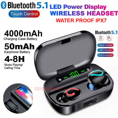 Bluetooth 5.1 Headset TWS Wireless Earphones Mini Earbuds Stereo