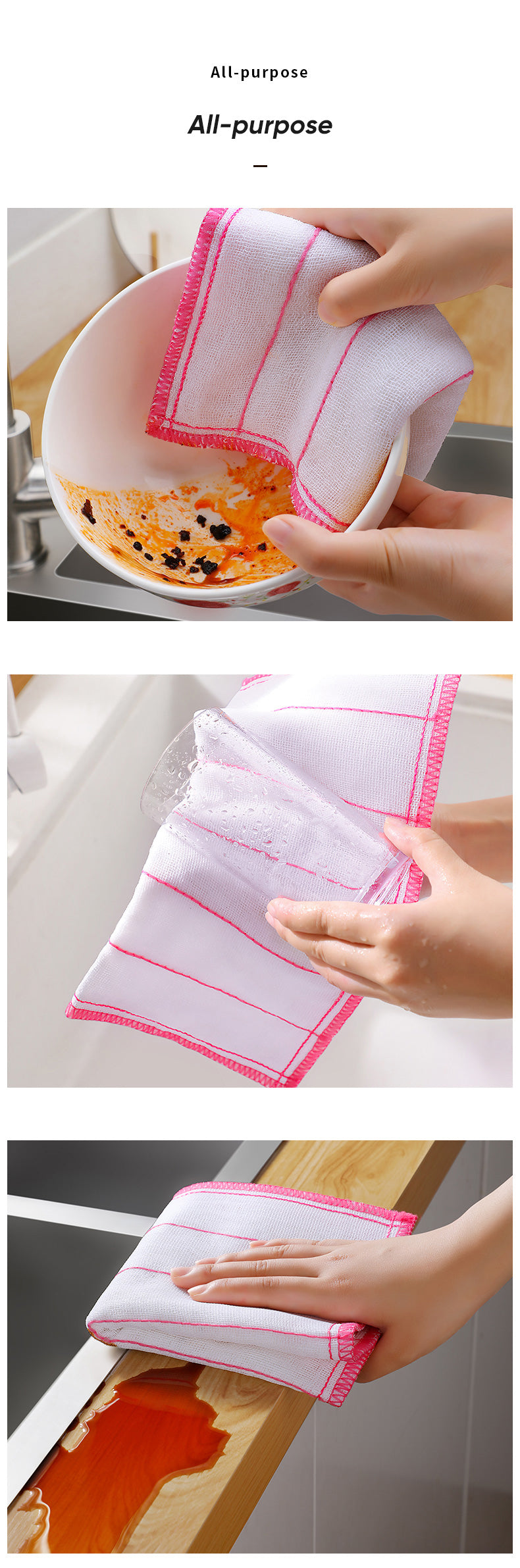 20Pcs Kitchen Towels Cotton Dishcloth Super Absorbent Non-stick Oil Reusable Cleaning Cloth Kitchen Daily Dish Towels