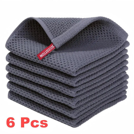 6Pack 12x12inch 100% Cotton Waffle Weave Kitchen Dish Cloths, Soft Absorbent Quick Drying Dish Towels,Household Cleaning Cloth