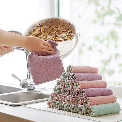 Kitchen Anti-grease Wiping Rags Efficient Super Absorbent Microfiber Cleaning Cloth Home Washing Dish Kitchen Cleaning Towel