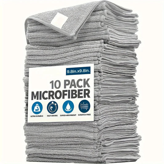 1/5/10pcs Kitchen Towel, Ultra-fine Fiber Light Gray Cleaning Cloth Set, Absorbent, Soft And Stain-removing Cloth