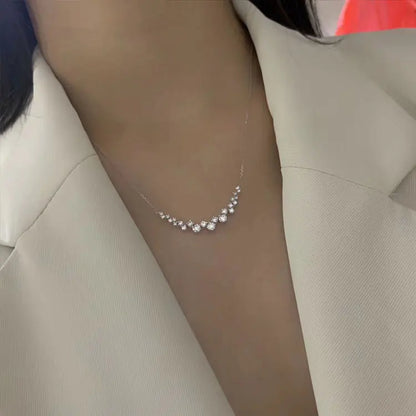 925 Silver Fashion New Arrival 1 Carat Small Diamond Pendant Necklace Female Shiny Crystal Clavicle Chain Jewelry Party Gift